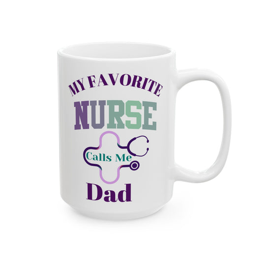Dad of Nurse Coffee Mug, Iced Coffee 15 oz Ceramic Mug - Pepper Rose Prints