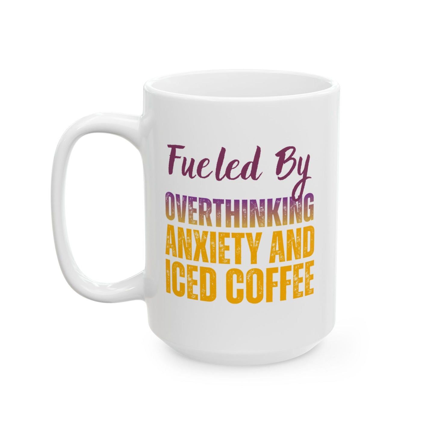 Funny Overthinking and Anxiety Coffee Mug, Fun mental health mug, 15 oz Ceramic Mug - Pepper Rose Prints