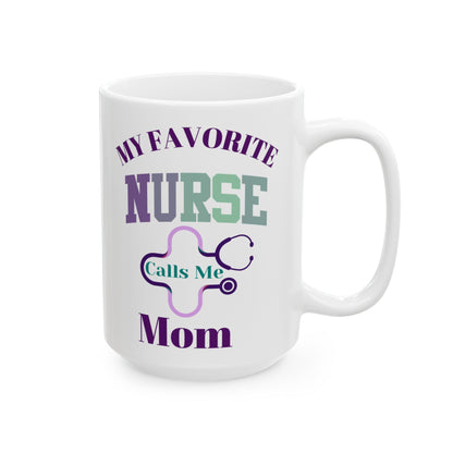 Mom of Nurse Coffee Mug, Iced Coffee 15 oz Ceramic Mug - Pepper Rose Prints