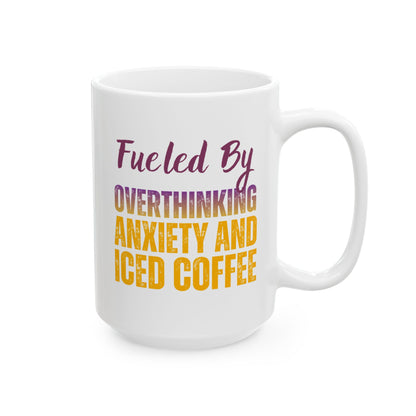 Funny Overthinking and Anxiety Coffee Mug, Fun mental health mug, 15 oz Ceramic Mug - Pepper Rose Prints