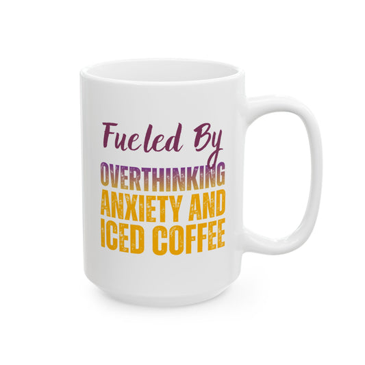 Funny Overthinking and Anxiety Coffee Mug, Fun mental health mug, 15 oz Ceramic Mug - Pepper Rose Prints